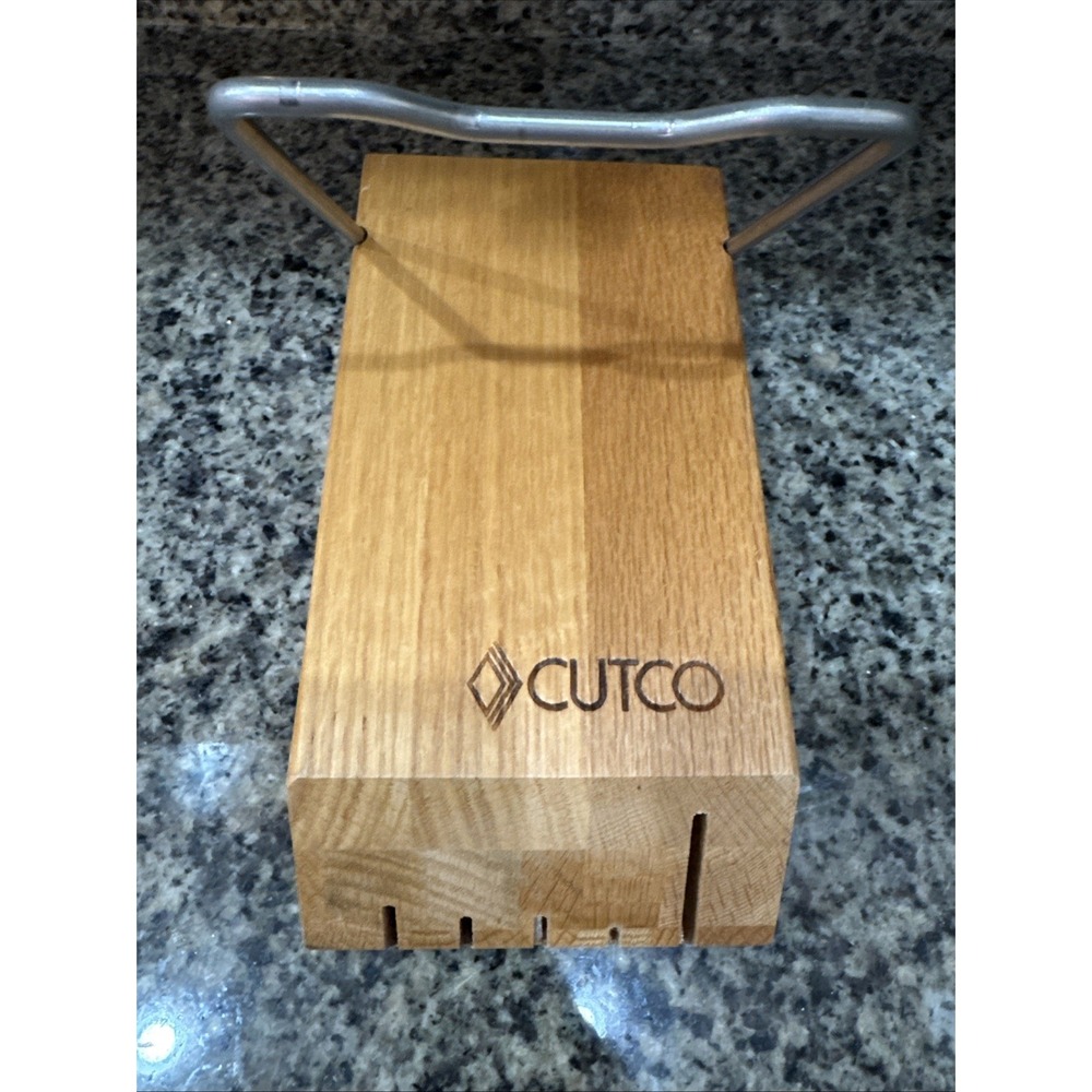 Cutco Space Saver Set‎ Block 5-Slot USED Honey Oak Solid Wood USA Made